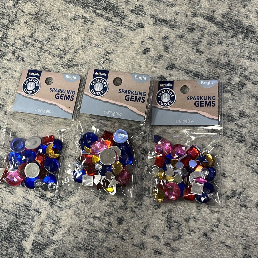 Crafter’s Closet | 3 Pack - Sparkling Gems Supplies Glue-On | NOT STICKERS